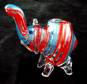 BEAUTIFUL 3 GLASS ELEPHANT SMOKING PIPE. VARIOUS COLORS. EL-1D