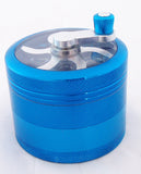 2.5" FOUR CHAMBER ALUMINUM GRINDER WITH TURNING HANDLE. GRAL4-5