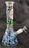 10" NICE QUALITY DECORATED GLASS WATER PIPE WITH ICE CATCHER. GGBUB-1
