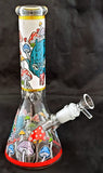 10" NICE QUALITY DECORATED GLASS WATER PIPE WITH ICE CATCHER. GGBUB-1