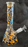 10" NICE QUALITY DECORATED GLASS WATER PIPE WITH ICE CATCHER. GGBUB-1
