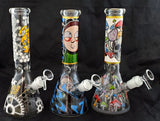 10" NICE QUALITY DECORATED GLASS WATER PIPE WITH ICE CATCHER. GGBUB-1