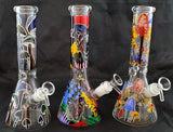 10" NICE QUALITY DECORATED GLASS WATER PIPE WITH ICE CATCHER. GGBUB-1