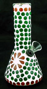 6" ECONOMICAL DECORATED GLASS WATER PIPE WITH FIXED BOWL. KL-13
