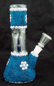 8" ECONOMICAL DECORATED GLASS PERCOLATED WATER PIPE. KL-14