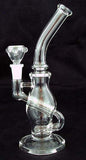 7" CLEAR GLASS PERCOLATED WATER PIPE. KL-15