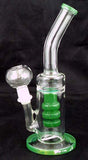 8" CLEAR AND COLORED GLASS PERCOLATED WATER PIPE. KL-16