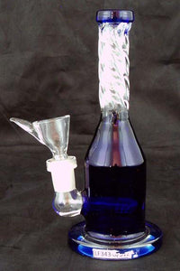 7" ECONOMICAL COLORED GLASS WATER PIPE WITH CLEAR TWISTED NECK. KL-17