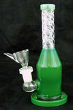 7" ECONOMICAL COLORED GLASS WATER PIPE WITH CLEAR TWISTED NECK. KL-17