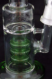 8" CLEAR GLASS PERCOLATED OIL WATER PIPE WITH COLORED ACCENTS. INCLUDES NAIL AND DOME. KL-24
