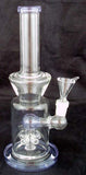 9" HIGH QUALITY CLEAR AND COLORED GLASS PERCOLATED WATER PIPE. KL-28