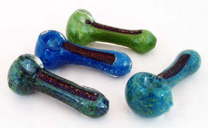 MIXED 10 PACK OF 3" INSIDEOUT GLASS HAND PIPE WITH DICHROIC ACCENT. KLGP-1MX