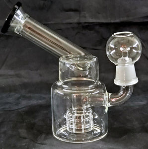 6" UNIQUE HIGH QUALITY CLEAR GLASS PERCOLATED OIL RIG WATER PIPE. KLWP-13
