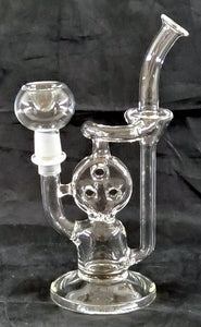 7" UNIQUE  CLEAR GLASS PERCOLATED WATER PIPE. KLWP-15