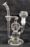 7" UNIQUE  CLEAR GLASS PERCOLATED WATER PIPE. KLWP-15