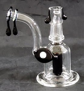 4" UNIQUE  CLEAR GLASS OIL RIG WATER PIPE. BLACK COLORED ACCENTS. KLWP-18