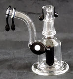 4" UNIQUE  CLEAR GLASS OIL RIG WATER PIPE. BLACK COLORED ACCENTS. KLWP-18