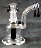 4" UNIQUE  CLEAR GLASS OIL RIG WATER PIPE. BLACK COLORED ACCENTS. KLWP-18