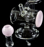 5.5" UNIQUE  CLEAR GLASS OIL RIG WATER PIPE. PINK COLORED ACCENTS. KLWP-20