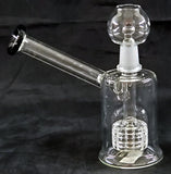 5.5" UNIQUE  CLEAR GLASS PERCOLATED OIL RIG WATER PIPE.  KLWP-22