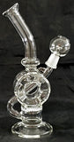 9" VERY UNIQUE  CLEAR GLASS HONEYCOMB PERCOLATED OIL RIG WATER PIPE.  KLWP-23