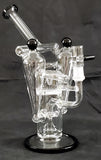 VERY UNIQUE 10" CLEAR GLASS PERCOLATED WATER PIPE.  COLORED ACCENTS. KLWP-29