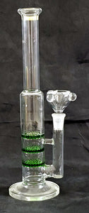 11.5" UNIQUE CLEAR GLASS TRIPLE HONEYCOMB PERCOLATED WATER PIPE. KLWP-33