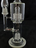 13" UNIQUE CLEAR GLASS DOUBLE PERCOLATED OIL RIG WATER PIPE. KLWP-40