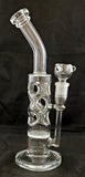 13" UNIQUE CLEAR GLASS HONEYCOMB PERCOLATED WATER PIPE WITH ICE CATCHER. KLWP-44