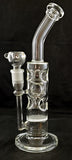 13" UNIQUE CLEAR GLASS HONEYCOMB PERCOLATED WATER PIPE WITH ICE CATCHER. KLWP-44