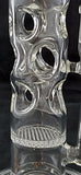 13" UNIQUE CLEAR GLASS HONEYCOMB PERCOLATED WATER PIPE WITH ICE CATCHER. KLWP-44