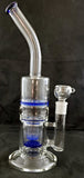 2ND QUALITY 14" UNIQUE CLEAR GLASS DOUBLE HONEYCOMB PERCOLATED WATER PIPE. 2ND-KLWP-45