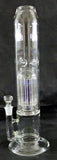 17" UNIQUE VERY HEAVY CLEAR GLASS WATER PIPE WITH COLORED 22 ARM TREE PERCOLATOR. KLWP-5