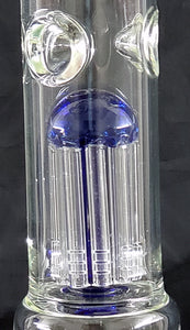 17" UNIQUE HEAVY CLEAR GLASS WATER PIPE WITH COLORED 12 ARM TREE PERCOLATOR. KLWP-6