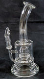 7" UNIQUE HIGH QUALITY CLEAR GLASS PERCOLATED OIL RIG WATER PIPE. KLWP-7