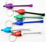 3 PIECE MUSHROOM KEY CHAIN METAL PIPE. VARIOUS COLORS.  MP-14