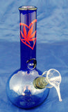 7" ECONOMICAL COLORED GLASS WATER PIPE. WITH ICE CATCHER. ABUB-9