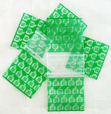 PACK OF 100 COLORED and DESIGN PLASTIC APPLE BAGGIES.  CBGY-15