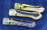 3.25" GLASS CHILLUM/ONE HITTER WITH UNIQUE DICHROIC ACCENT.  CLM-16