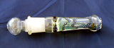 4" GLASS ON GLASS DECORATED CHILLUM/ONE HITTER. 2 PIECE. CLM-5