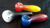 3" DECORATED COLORFUL ECONOMICAL GLASS HAND PIPE.  EC-PNT-3B