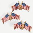 PACK OF 10 USA METAL DOUBLE FLAG LAPEL PIN. FLGPN