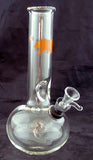 8" ECONOMICAL CLEAR GLASS WATER PIPE WITH ICE CATCHER. DECORATIVE STICKER. ABUB-7