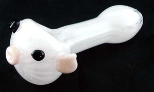 4.5" PINK PIG GLASS HAND PIPE.  GPC-11
