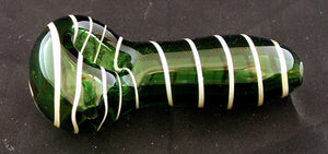 DISCOUNTED 10 PACK OF 3" COLORFUL GREEN GLASS HAND PIPE. GPC-7GX