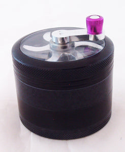 2.5" FOUR CHAMBER ALUMINUM GRINDER WITH TURNING HANDLE. GRAL4-5