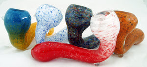 DISCOUNTED 10 PACK OF 4" - 4.5" SHERLOCK STYLE INSIDEOUT GLASS HAND PIPE.  IOS-3X