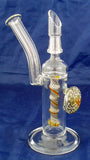 8" HIGH QUALITY DECORATED COLORED GLASS ON GLASS OIL WATERPIPE . 14mm GLASS NAIL AND DOME.  ON SALE.  KL-04