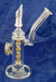 8" HIGH QUALITY DECORATED COLORED GLASS ON GLASS OIL WATERPIPE . 14mm GLASS NAIL AND DOME.  ON SALE.  KL-04