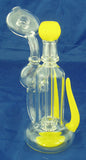 7" HIGH QUALITY CLEAR GLASS ON GLASS PERCOLATED OIL WATERPIPE WITH COLOR ACCENTS. 14mm GLASS NAIL AND DOME.  ON SALE.  KL05